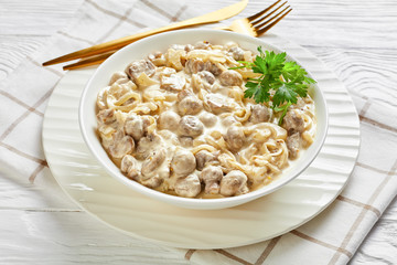 tasty Creamy Garlic Mushrooms in a bowl