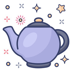 
Tea kettle icon, flat of teapot 

