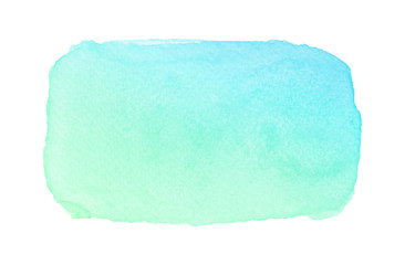 Artistic watercolor blue green brushstroke with paper texture