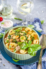 Italian tortellini pasta soup