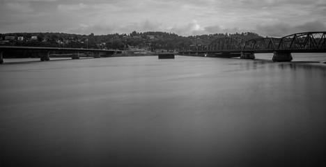 Fototapeta premium Saguenay river view of both bridges