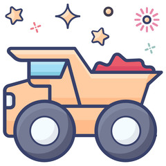 Design of dump truck in flat vector 