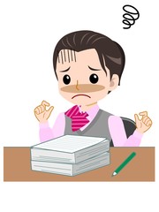 ピンクの服を着た事務員の女性