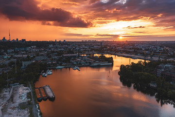 Fototapeta premium Sunset over Dnipro