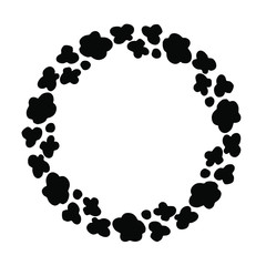 Round frame, black and white vector illustration.
