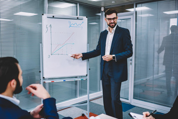Businessman have new interesting ideas for increasing income, prosperous male entrepreneurs...