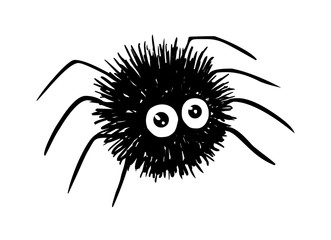 Funny cartoon black hairy spider