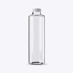 Glass bottle mockup on white background