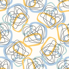 Irregular swirls and scrolls, curved one line doodle drawing. Ink pen freehand shapes line art. Vector texture. Creative wrapping paper, wallpaper design