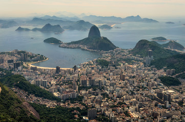Fototapeta na wymiar View over Botafogo and Sugar Loaf from the Corcovado, Rio de Janeiro, Brazil