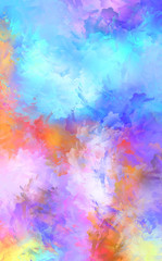 Fototapeta na wymiar Wall art. Unique and creative illustration. Brush stroked painting. Abstract background of colorful brush strokes. Brushed vibrant wallpaper. Painted artistic creation.