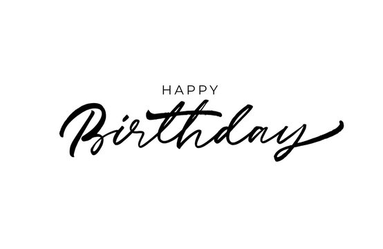 Happy Birthday greeting card with vector lettering design. Hand drawn modern brush calligraphy isolated on white background. Beautiful greeting card poster with calligraphy black text. 