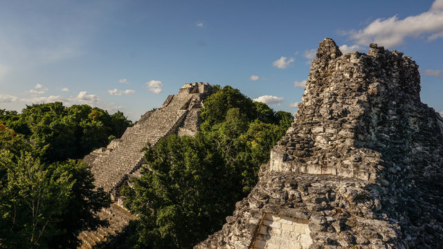Ancient Maya Becan Temple situated in the jungle of the Yucat&aacute;n Peninsula, Mexico.