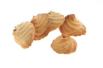 Tasty cookie and cakes isolated on white background