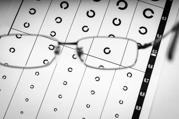 眼鏡と視力検査表