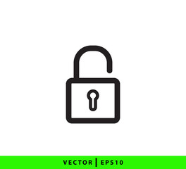Lock and unlock icon vector logo template flat style trendy