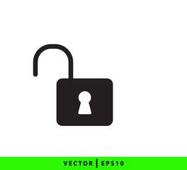 Lock and unlock icon vector logo template flat style trendy