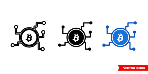 Crypto icon of 3 types color, black and white, outline. Isolated vector sign symbol.