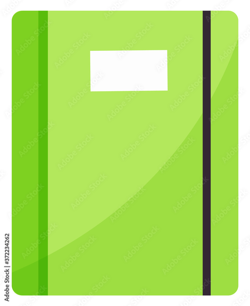 Poster school diary, notebook or copybook isolated vector object. stationery supply with paper sheets and r
