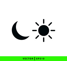 Moon and sun icon vector logo design template