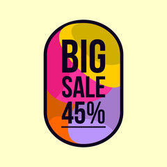 45 percent big sale tag, discount sticker banner vector eps