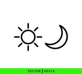 Moon and sun icon vector logo design template