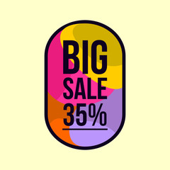 35 percent big sale tag, discount sticker banner vector eps
