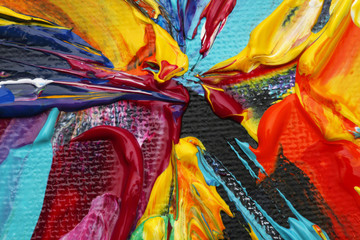 Abstract acrylic and watercolor smear blot painting. Color canvas texture background. Expressionism.
