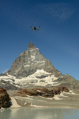 Naklejka na ściany i meble Landscape with mount Matterhorn at Trockener Steg over Zermatt in the Swiss alps