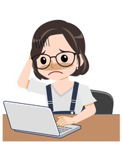 つなぎを着た若い女性