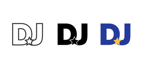 DJ symbol icon of 3 types color, black and white, outline. Isolated vector sign symbol.