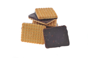 Tasty cookie and cakes isolated on white background