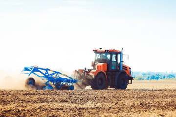 Agricultural work in the field. Soil cultivation.