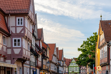 detail view of the beautiful half-timbered houses in Celle in Lower Saxony