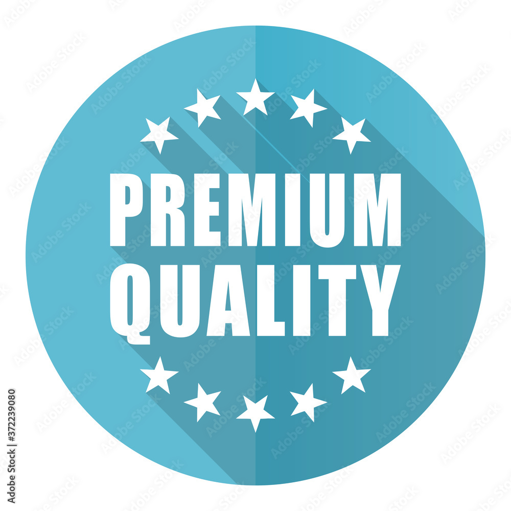 Poster premium quality vector icon, flat design blue round web button isolated on white background