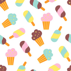Seamless pattern with ice cream