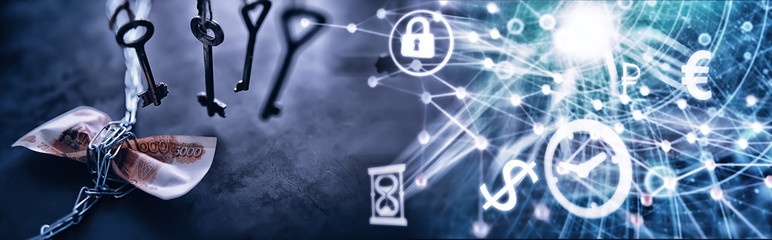 Business concept. The depreciation of the national currency. Bill with the inscription 