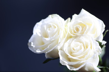 Bouquet of fresh flowers. Holiday gift to your loved one. Background St. Valentine's Day. Rose, tulip, iris flower arrangement.