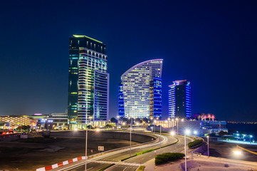 Fototapeta na wymiar DUBAI, UAE - MAY 09: Festival City in Dubai, UAE on May 09, 2016. The project spans 3.8 kilometres of water frontage on the eastern bank of Dubai Creek.