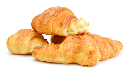 Fresh and tasty croissant over white background