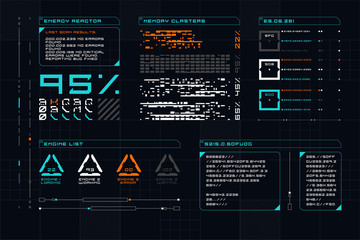Set of Sci Fi Modern User Interface Elements. Futuristic Abstract HUD. Good for game UI. Vector Illustration EPS10 - obrazy, fototapety, plakaty