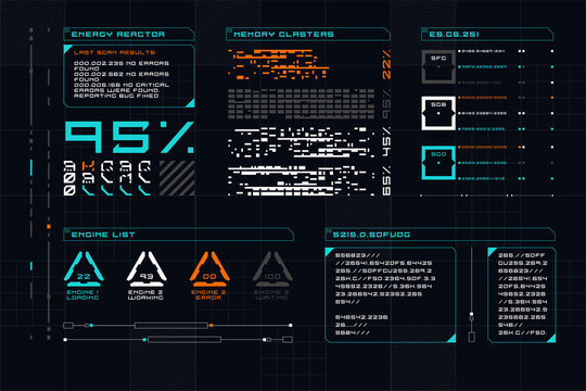 Set of Sci Fi Modern User Interface Elements. Futuristic Abstract HUD. Good for game UI. Vector Illustration EPS10