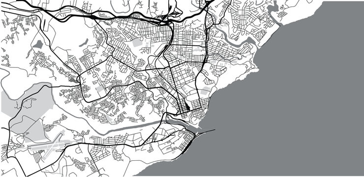 Urban Vector City Map Of East London, South Africa