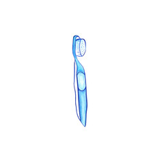 Toothbrush. blue drawing with a bright outline isolated on a white background. Watercolor illustration.
