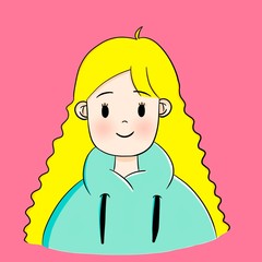 Cute modern young confident girl in a sweatshirt. Blonde on a pink background. She is for equality and feminism.