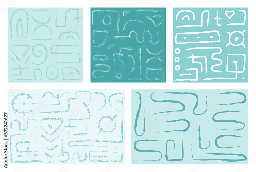 Aufkleber set of vector abstract doodle background. seamless pattern. abstract line shapes. can be used as a b