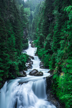 Cascate di Riva - also known as Campo Tures Falls or Reinbach waterfall in Ahrntal valley of Alps, Dolomites, South Tyrol, Italy