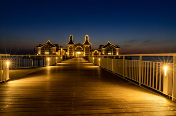 the pier at Sellin on Ruegen Island at night