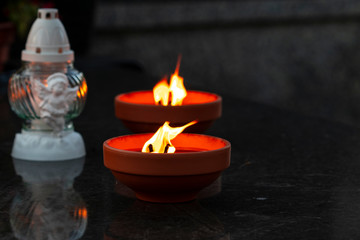 Grave candles during All Souls' Day