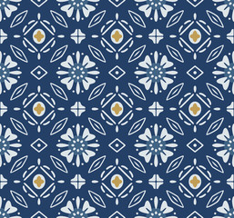 Fototapeta premium Japanese Flower Diamond Vector Seamless Pattern